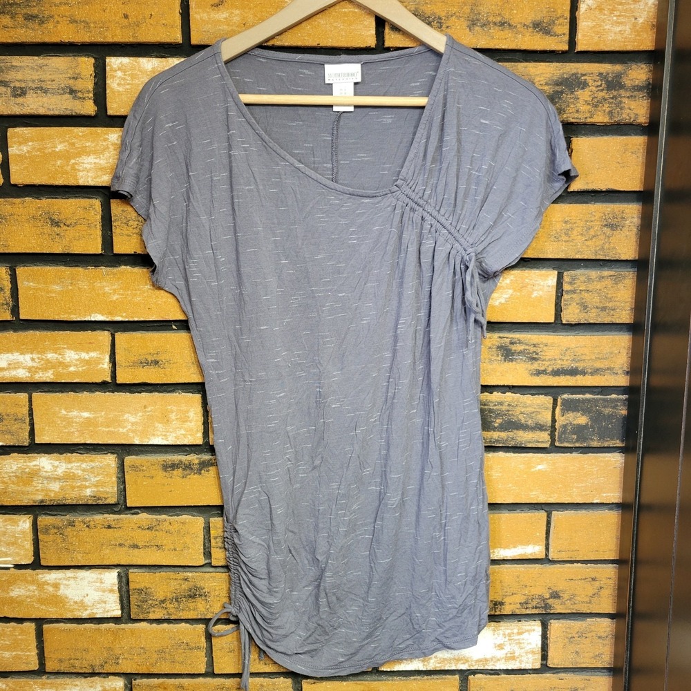 Motherhood maternity, short sleeve gray/teal T-shirt. Rushed. Sz M